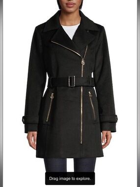 MICHAEL Michael Kors Wool Blend Moto Trench Coat